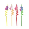 5 Parça Renkli Pipet Seti - Emojili Spiral Kokteyl- Çocuk Pipeti Temizleme Fırçalı