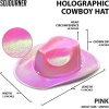 Neon Hologramlı Kovboy Model Parti Şapkası Pembe Yetişkin 39X36X14 cm 
