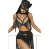 Siyah Göğüs Bölgesi Açık Kedi Kız Fantezi Harness