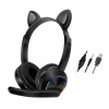 Akz020 Kafa Üstü Işıklı Kedi Kulaklık - Ürün Rengi : Siyah -