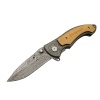 Browning 2-31 Damascus Kamp Çakı 19,5cm - Yarı Otomatik, Ahşap; Metal Sap