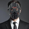   Siyah Renk Kırmızı Çizgili Tam Yüz Hokey Jason Maskesi Hannibal Maskesi