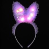   Kenarları Dantelli Mor Pullu Payetli Led Işıklı Tavşan Kulak Taç 23x19 cm