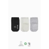 Bistyle Basic Kaymaz Penye Soket Çorap 3Lü BS10106 Siyah Ekru Gri