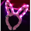 Led Işıklı Peluş Pofuduk Tavşan Kulak Tavşan Taç Pembe 17X23 cm