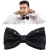 Gece Işıltısı Siyah Payetli Pullu Papyon 7x2 cm