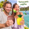 Ananas & Hindistan Cevizi Tasarımlı Pipetli Bardak Seti (6 Adet)