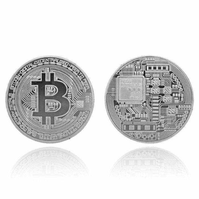 Bitcoin Madeni Hatıra Parası Hediyelik - Gümüş Renk
