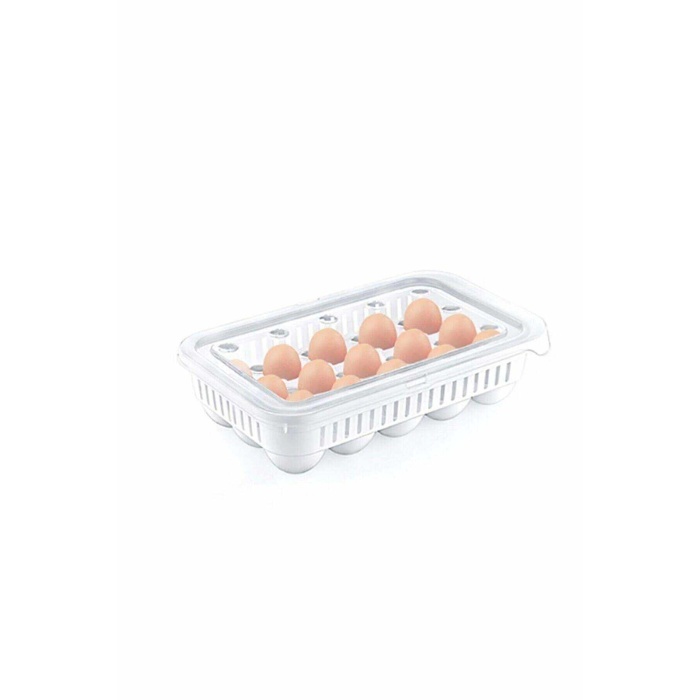 15li Şeffaf Yumurta Saklama Kabı Yumurtalık Buzdolabına Uygun 15 li Yumurta Saklama