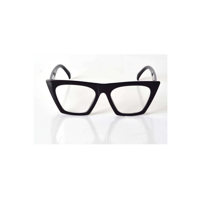 Siyah Çerçeveli Şeffaf Cam Unisex Stil Gözlük