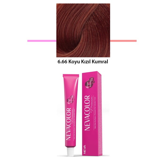 Premium 6.66 Koyu Kızıl Kumral - Kalıcı Krem Saç Boyası 50 g Tüp