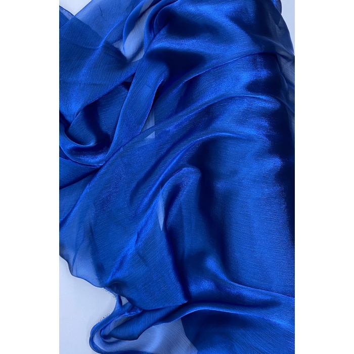 Abiye Elbiselik Işıltılı Tül Cam Organze Kumaş Petrol Mavi