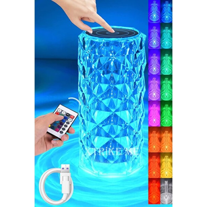 Kristal Elmas Masa Lambası 16 Renk USB Şarjlı Dokunmatik