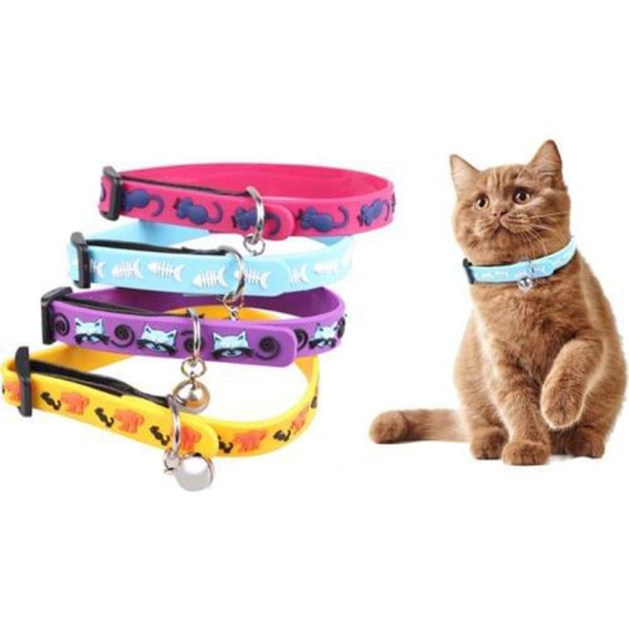 Çıngıraklı Zilli Sevimli Renkli Slikon Kedi Köpek Boyun Tasması