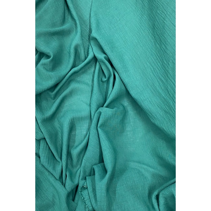 Keten Kumaş - Organik Kumaş - Perde Kumaşı - Ince Keten - Kıyafet Için Kumaş Örtü Koyu Yeşil