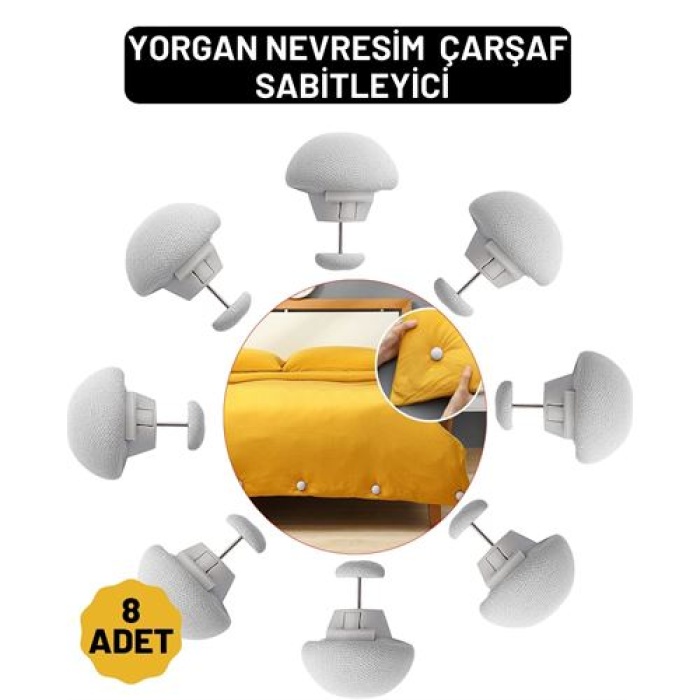 Yorgan Çarşaf Kılıf Sabitleyici 8 Adet Mantar Model