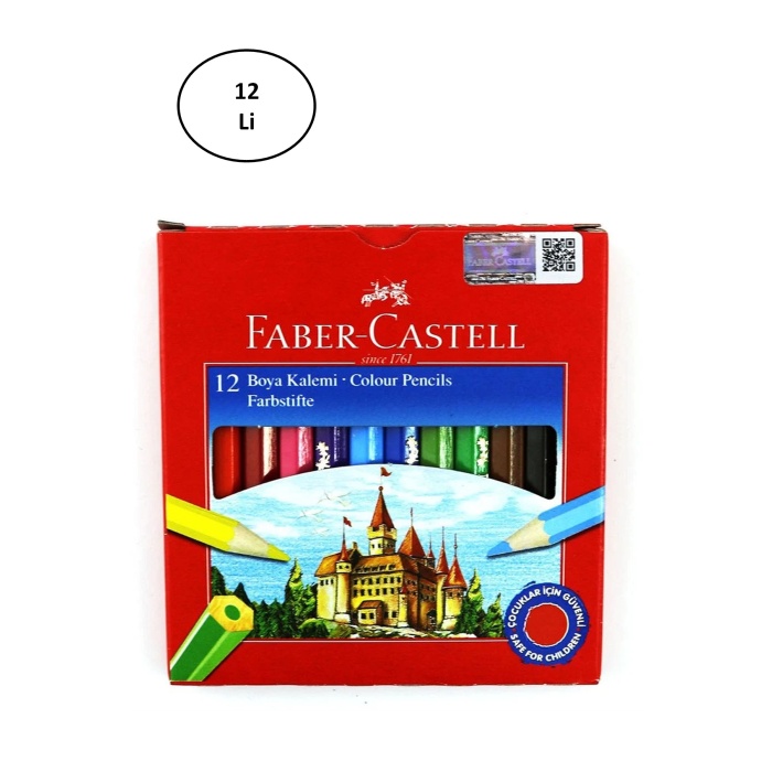 Faber Castell Karton Kutu Boya Kalemi 12 Renk Yarım Boy 12li