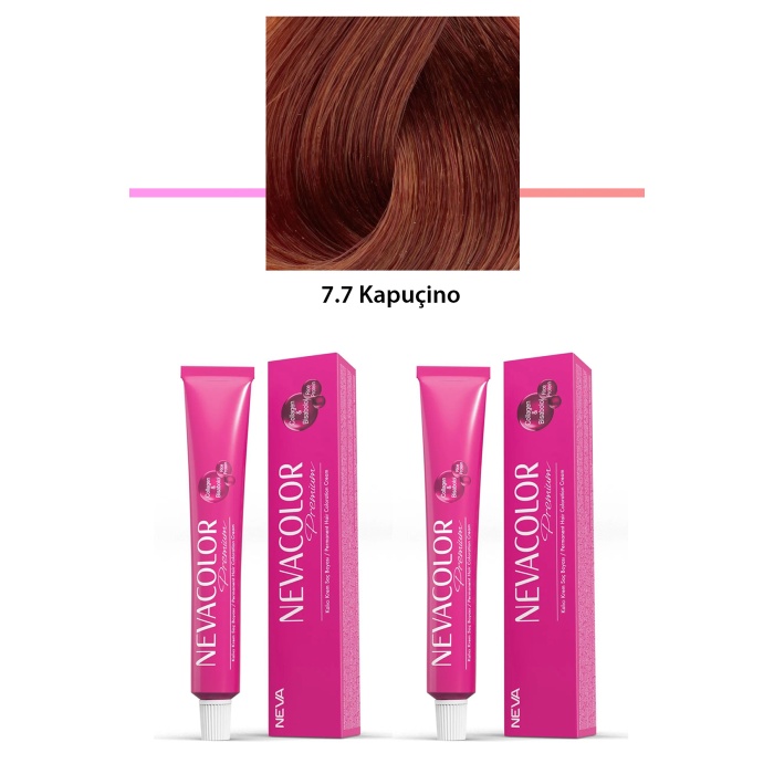 2 li Set Premium 7.7 Kapuçino - Kalıcı Krem Saç Boyası 2 X 50 g Tüp