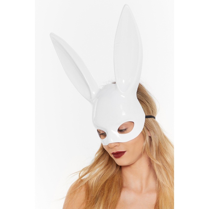 Beyaz Renk Ekstra Lüks Uzun Kulaklı Tavşan Maskesi 35x16 cm