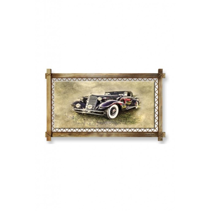 Kanvas Antika Araba Led Işıklı Rustik Tablo