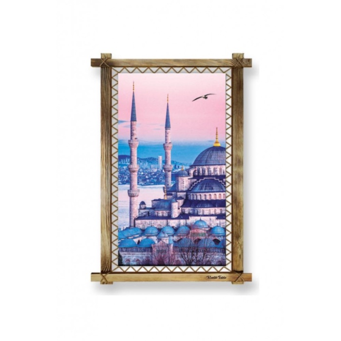 Kanvas İstanbul Camii Led Işıklı Rustik Tablo