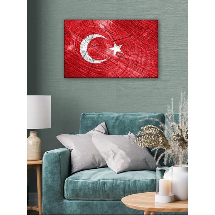 Kanvas Tablo Türk Bayrağı (Bir Hilal Uğruna Ya Rab)