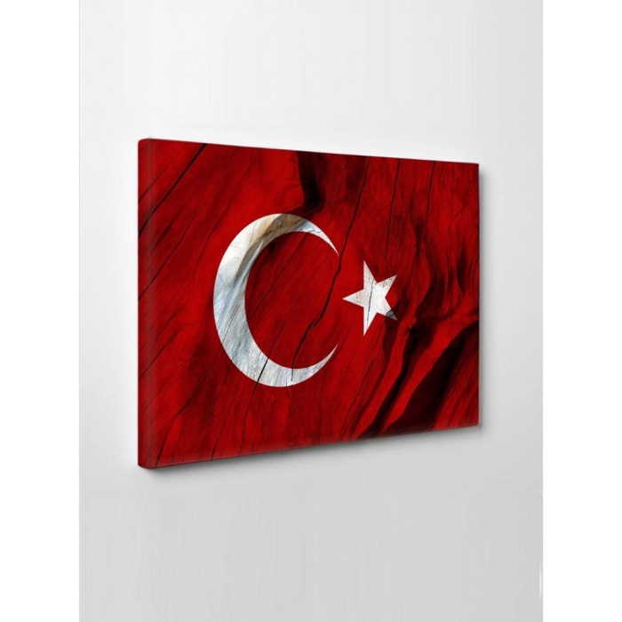 Kanvas Tablo Türk Bayrağı (Ay Yıldız) Led Işıklı