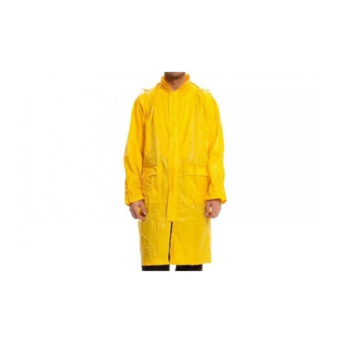 Kapüşonlu Sarı PVC Yağmurluk XXL