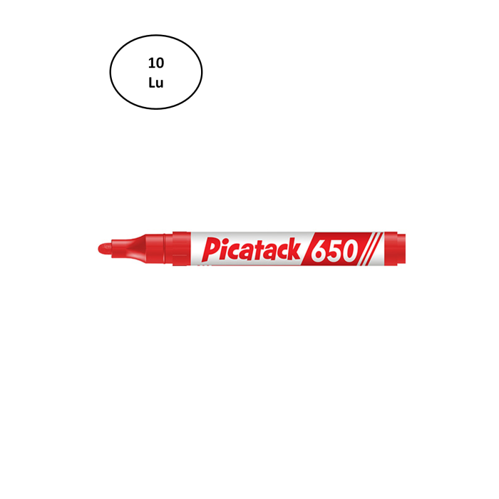 Picatack 650 Permanent Marker 1,5-3mm Yuv.Uç Kırmızı 10lu