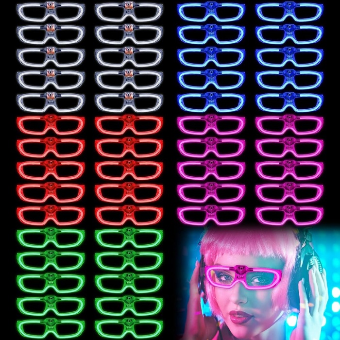 Glow Model 3 Farklı Fonksiyonlu Işıklı Parti Gözlüğü Karışık Renk 12 Adet 