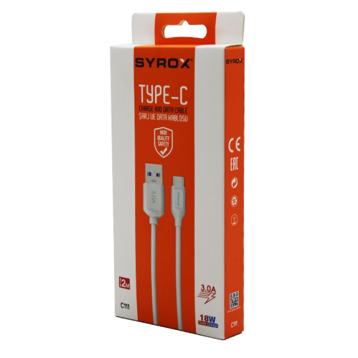 TYPE-C USB 2MT 3.0A QUICK ŞARJ - DATA KABLOSU 18W C111 