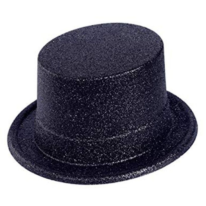 Siyah Renk Uzun Plastik Simli Parti Şapkası
