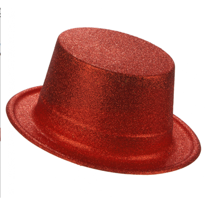 Kırmızı Renk Uzun Plastik Simli Parti Şapkası 