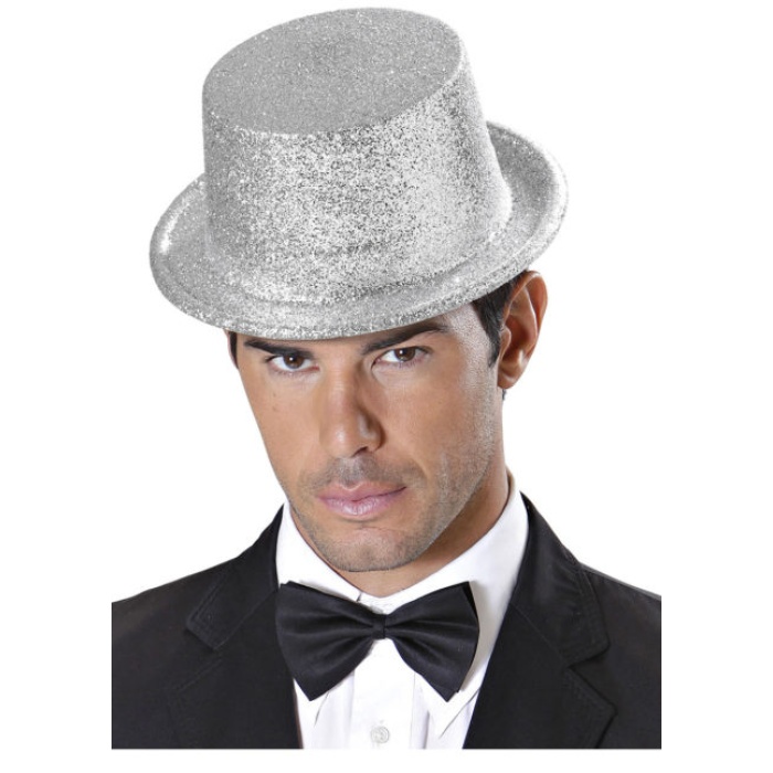 Gümüş Renk Uzun Plastik Simli Parti Şapkası 