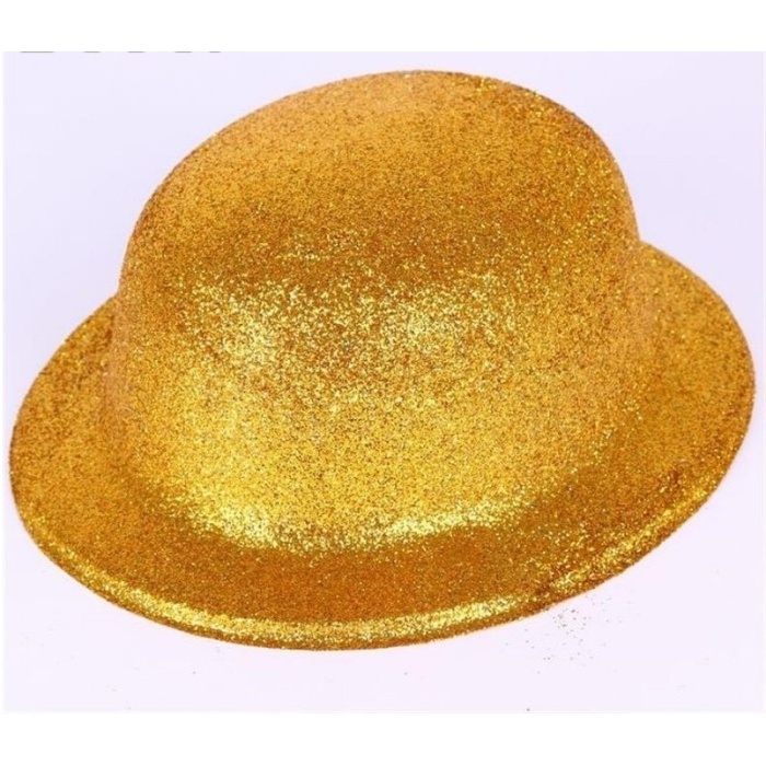 Altın Renk Yuvarlak Simli Plastik Parti Şapkası 