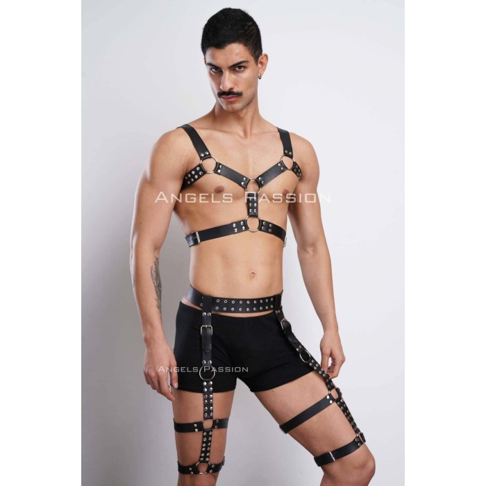 Tarz Göğüs ve Bacak Harness Takım, Erkek Parti Aksesuarları