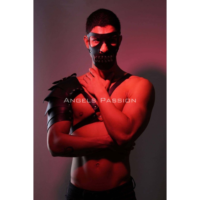 Maske Detaylı Tek Kol Barbar Kostüm Takım, Erkek Deri Cosplay Takım
