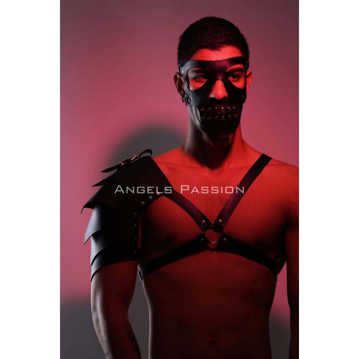 Maske Detaylı Tek Kol Barbar Kostüm Takım, Erkek Deri Cosplay Takım