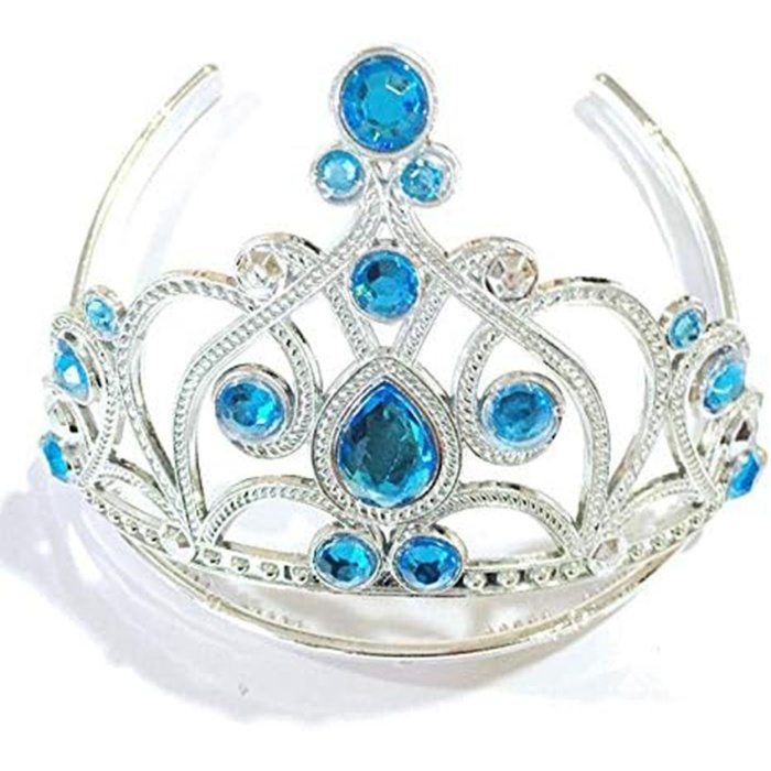 Mavi Taşlı Elsa Çocuk Tacı Prenses Tacı Kraliçe Tacı 16x14 cm