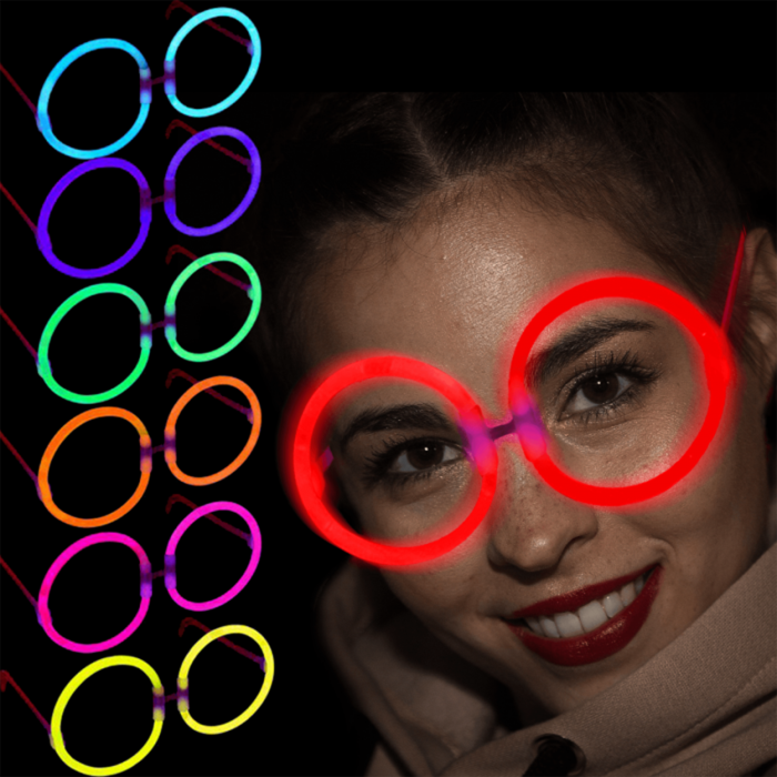 Glow Stick Parti Gözlüğü Glow Partisi Yuvarlak Şekilli Fosforlu Gözlük 6 Adet