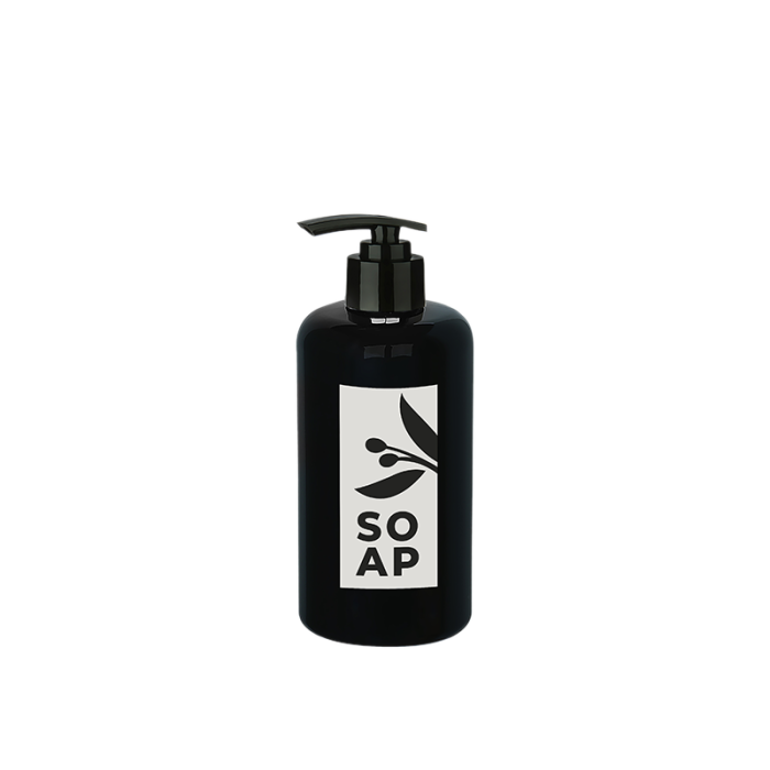 Sıvı Sabunluk Yuvarlak Plastik Pompalı 500 ML - Siyah