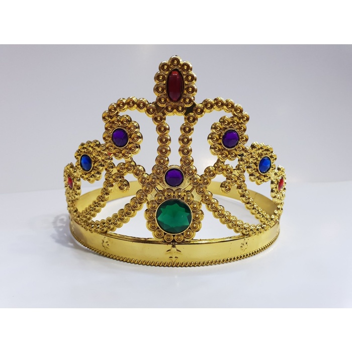 Altın Renk Plastik Prenses Tacı Kraliçe Tacı 60 cm