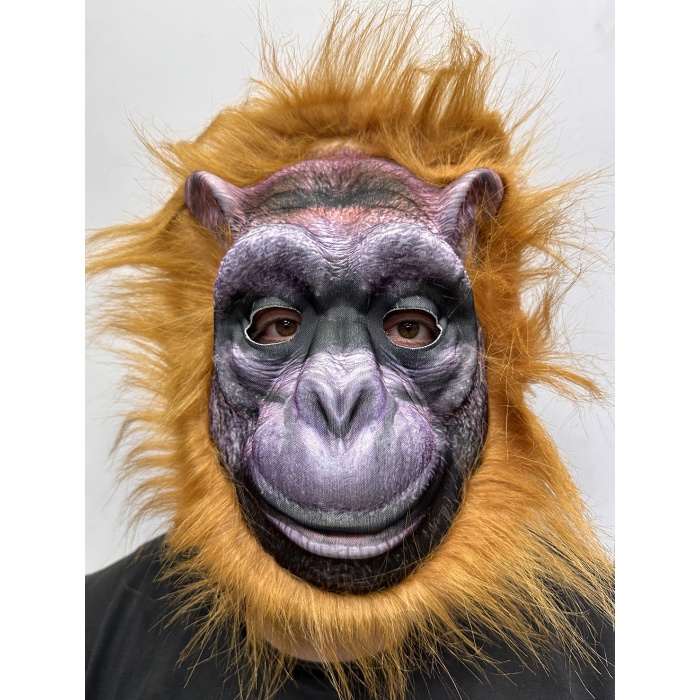 Kahverengi Saçlı Orangutan Maskesi Maymun Maskesi Mega Peluş 4 No