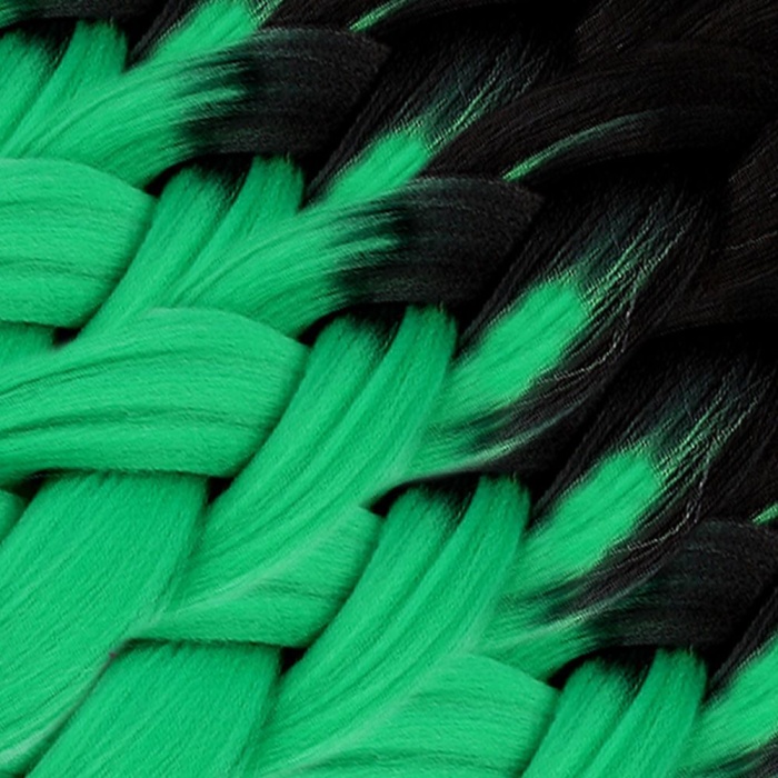 Afrika Örgülük Sentetik Ombreli Saç 100 Gr. / Siyah / Zümrüt Yeşili