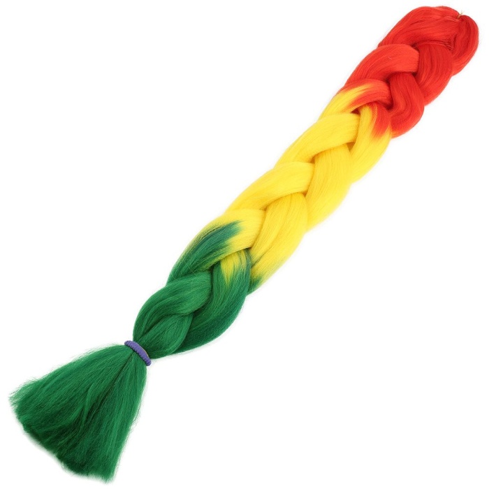 Afrika Örgüsü Ve Rasta İçin Sentetik Ombreli Saç / Turuncu / Sarı / Yeşil