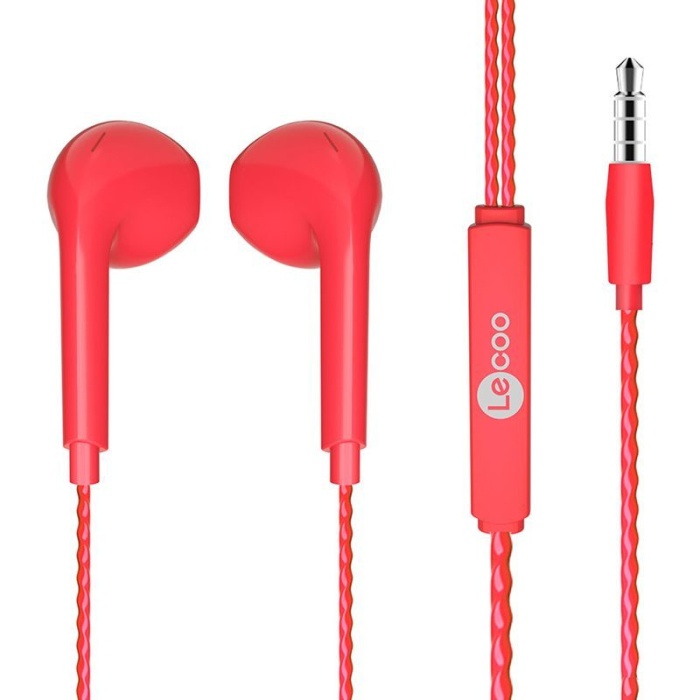 Lecoo Eh104r 3.5mm Jacklı Kablolu Kulak İçi Mikrofonlu Kırmızı Kulaklık