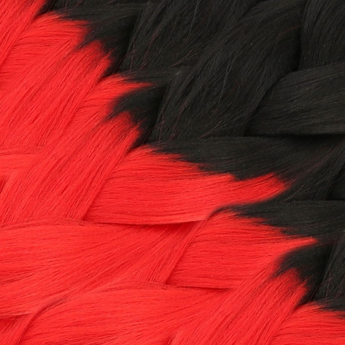 Afrika Örgüsü Ve Rasta İçin Sentetik Ombreli Saç / Siyah / Kırmızı