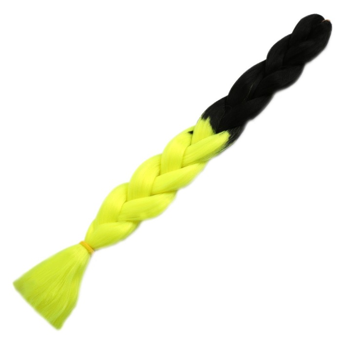 Afrika Örgülük Sentetik Ombreli Saç 100 Gr. / Siyah / Neon Sarı