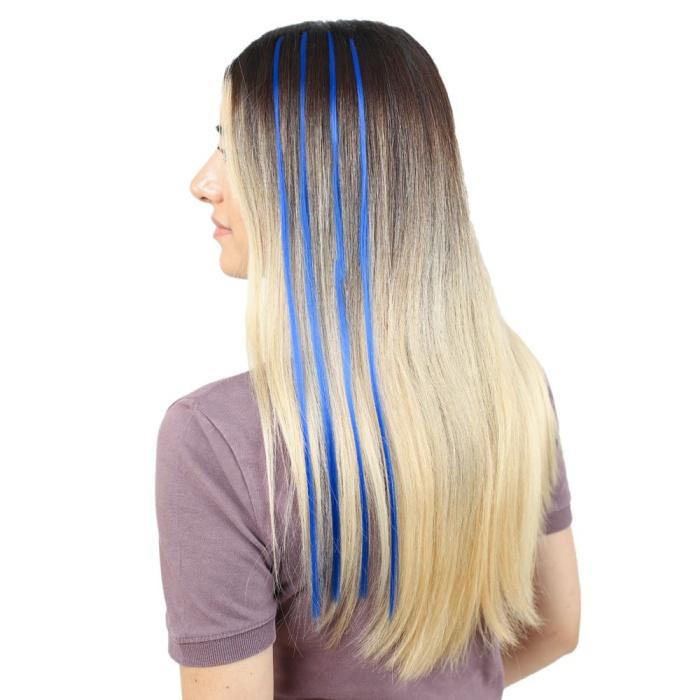 Renkli Sentetik Boncuk Kaynaklık Saç + Takım Aparatı / Koyu Mavi / 10 Adet