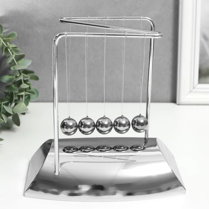 Krom Kaplamalı Newton Denge Topları - Newtons Cradle Metal Sarkaç